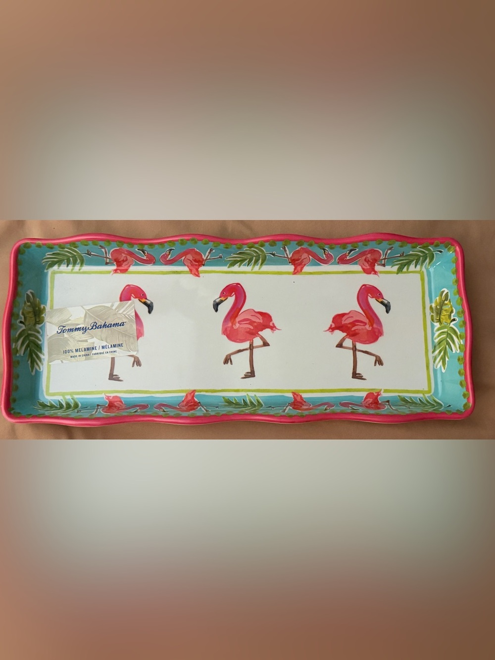 Tommy Bahama Pink Flamingo Melamine  Serving Platter